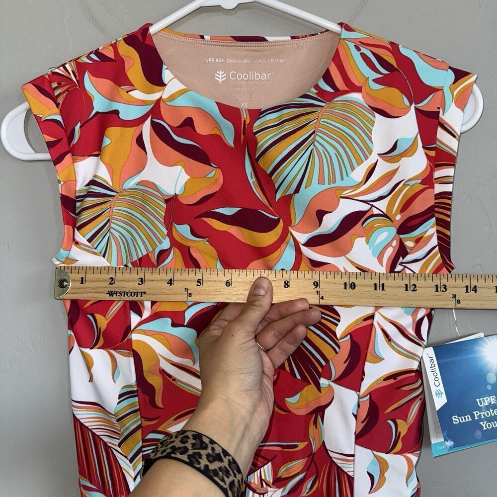 NWT Coolibar Kaylana Tank Top Woman’s XS UPF 50+ Floral Red Tropical 10642 Lined - Picture 6 of 7